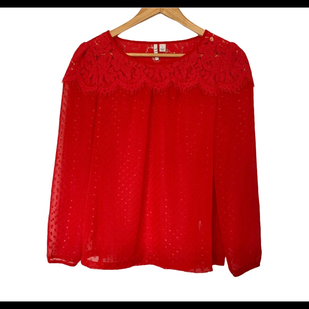 Ella Red Lace Blouse